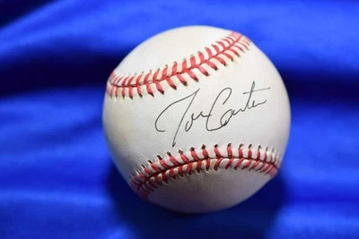 Joe Carter PSA ADN Autógrafo Liga Americana OAL Firmado Béisbol Foto 1 de 2