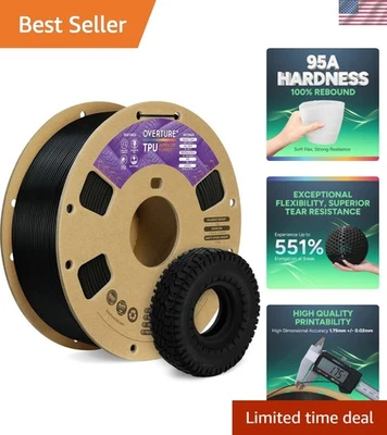 Filamento TPU flexível 1,75 mm 95A filamento macio impressora 3D carretel 1 kg preto - Imagem 1 de 4