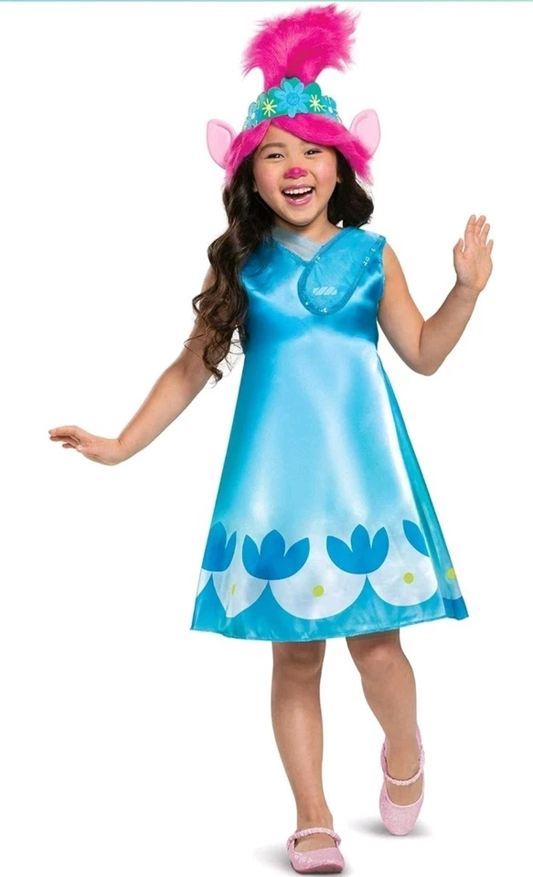 女孩巨魔世界巡回演唱会罂粟服装巨魔世界巡回演唱会儿童 3T-4T XS — 第 1/4 张图片