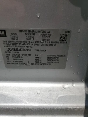 Conjunto de filtro de aire usado se adapta a: camioneta Chevrolet Silverado 1500 2015 sin alta ca Foto 1 de 4