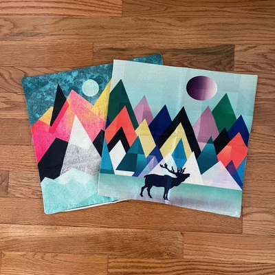 Elisabeth Fredriksson Two (2) Multicolor Pillow Covers Square (17.5”x17”) - Image 1 of 4