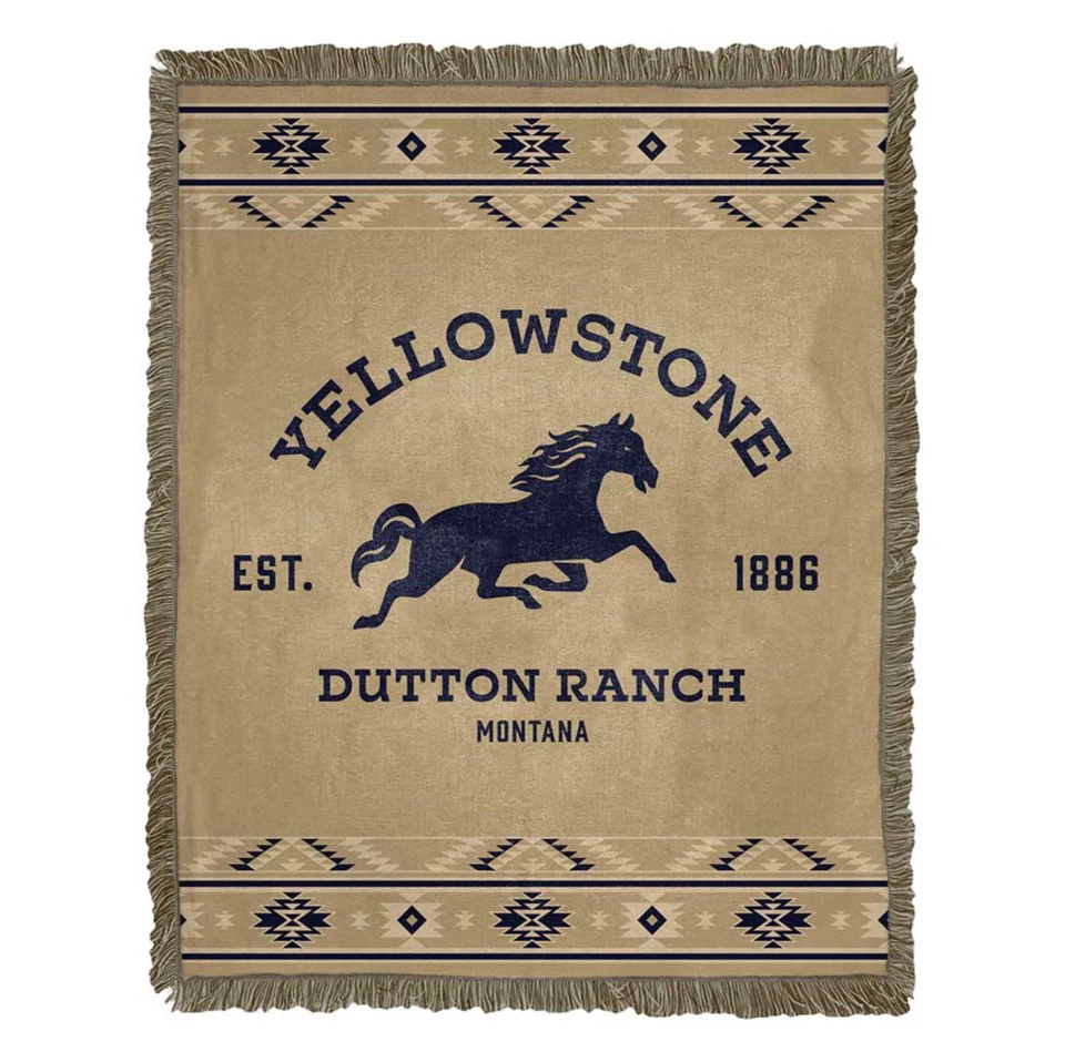 Manta de jacquard triple tejida Yellowstone Dutton Ranch 46 pulgadas × 60 pulgadas NUEVA Foto 1 de 1