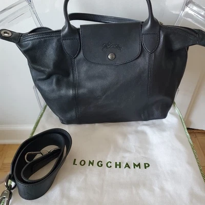 Longchamp Le Pliage Cuir Tote Bag Luxurious Smooth Black leather, Authentic - Image 1 of 4