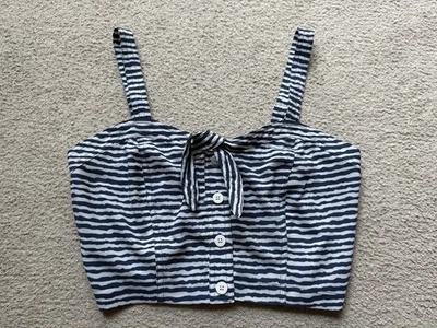 AMERICAN RAG CIE AZUL BLANCO MARINERO RAYAS LAZO Corbata CAMISETA CORTA SIN MANGAS Camiseta Abotonada M Foto 1 de 4