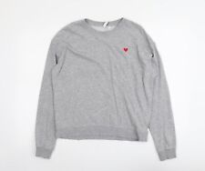 H&M Womens Grey Cotton Pullover Sweatshirt Size M Pullover - Heart Detail