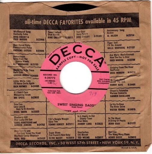 Jimmy & Johnny – Sweet SIngin' Daddy / Trust Me 7" Promotional  45 - Image 1 of 4