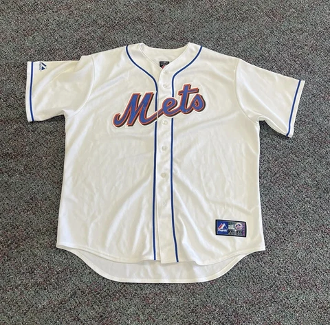 new york mets jose reyes size XL majestic mlb baseball used white vintage vtg Cover