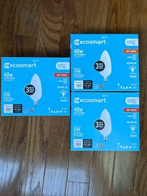  9 Pcs EcoSmart 60w Dimmable LED Soft White 2700K B11 Bulb Candelabra  Frost - Image 1 of 3