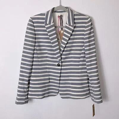 NWT Cremieux Vivian Into the Sunset Blue Ivory Striped Preppy Blazer Jacket 10 - Image 1 of 4