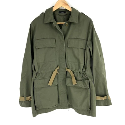 Theory Utility Jacket Size Small Womens Army Green Thornwood Washed Chino Coat - Image 1 of 4