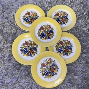 6 Triumph American Limoges Bermuda-T 6.5" Plates Yellow Floral Sebring OH USA - Picture 1 of 9