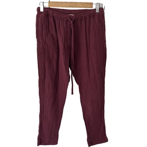 Xirena Jordyn Pants Size XS Gauze Pull On Maroon Straight Leg Crinkle Beachy - Picture 1 of 6