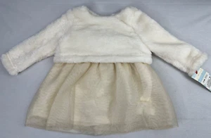 Baby Girls' Faux Fur Tulle Dress Set - Cat & Jack - Cream (6-9 Months) - Picture 1 of 4