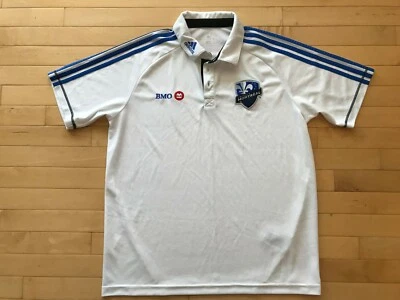 Adidas Montreal Impact MLS Team Blue Soccer Jersey Mens Sz L White Polo - Image 1 of 3