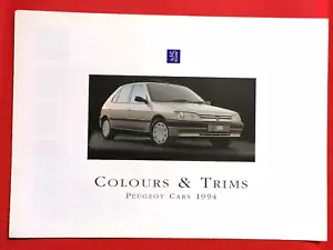 1993-94 PEUGEOT COLOURS & TRIMS GUIDE Brochure - 106 205 GTi 306 405 Mi16 605 - Picture 1 of 4