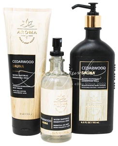 Bath & Body Works Cedarwood Sauna Body Mist Cream Pump Lotion Essential Oils 3pc - Picture 1 of 1