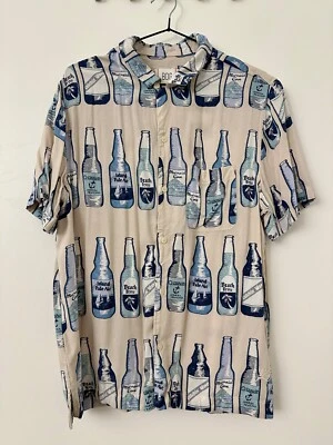 BDG Drinks Printed Short Sleeve Hawaiian Summer Shirt Size S - Image 1 of 4