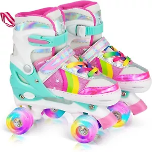 Roller Skates for Girls, 4 Sizes Adjustable Roller Skates for Kids Girls Boys Ou - Picture 1 of 7