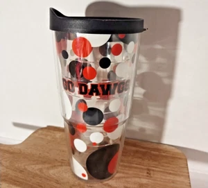 Go Dawgs UGA Georgia Bulldogs Tervis Tumbler Polka Dots Red Black Plastic - Picture 1 of 5