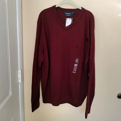 Nautica Burgundy V Neck Sweater New W/Tag XL Tall Business Casual Office Preppy - Image 1 of 4