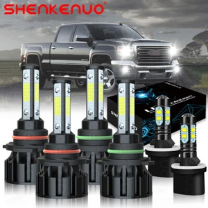 For GMC Sierra 1500 2500 3500 1999-2002 LED Headlight with Fog Bulbs Lamp Kit 6x - Picture 1 of 23