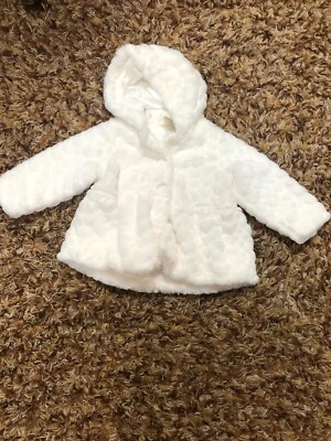 Expressions, Baby, Spring Coat, White,18 months, hood, Faux fur, Buttons,Teddy.! - Image 1 of 4