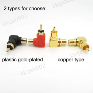 90 Degree RCA Connector M/F Right Angle female to male Plug copper Adapter L - Picture 1 of 15