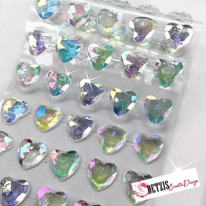 Selbstklebende Acryl Herzen Schmucksteine Straß-Glitzersteine AB Transparent - Bild 1 von 5