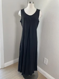 Abito Eileen Fisher donna nero medio senza maniche maxi misto lino floreale estivo - Foto 1 di 8
