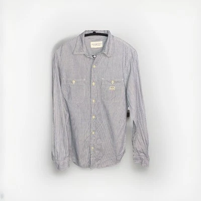 Camisa Denim Supply Ralph Lauren Abotonada Azul Blanco Rayas Manga Larga Mediana Foto 1 de 4