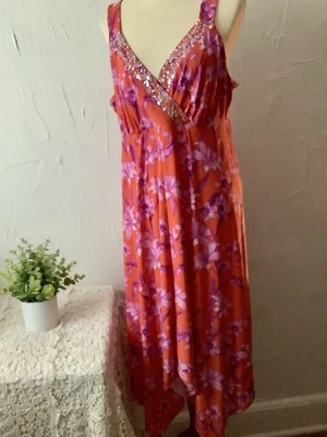INC CONCEPTS WOMAN (1X) Summer Dress Orange/purple Floral - Image 1 of 4