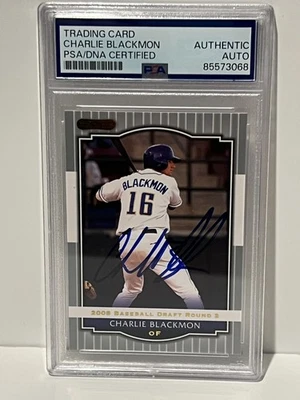 CHARLIE BLACKMON 2008 Razor Signed Auto Autographed Rookie RC Rockies PSA Slab - Image 1 of 2