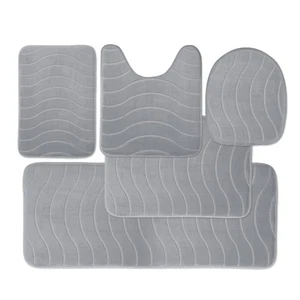 Luxury Bathroom Rugs Set 5 Piece - Memory Foam Bath Mat, Toilet Rugs. Strong ... - Picture 1 of 9
