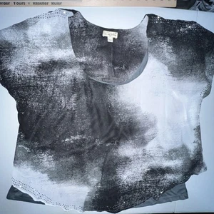 Live and let live woman top 2X grey BoHo Tunic short sleeve flowy with under T - Picture 1 of 13