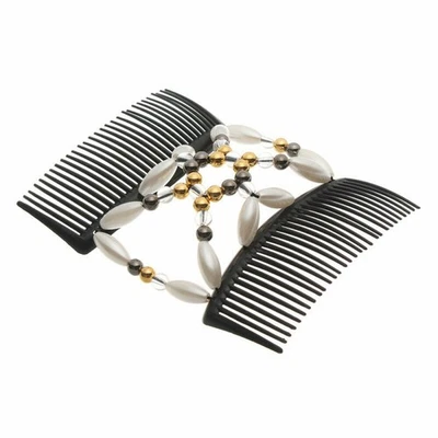 Peine horquilla de doble clip elástico herramienta de peinado mágico con cuentas Foto 1 de 4