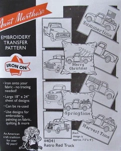 Aunt Marthas 4041 Holiday RETRO OLD PICKUP TRUCK Embroidery Transfer Pattern NEW - Picture 1 of 1