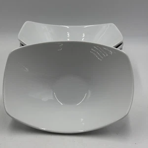 Set 4 ciotole da portata bianche sopra e dietro sul lato 9,75" x 7,25" profondità ovale - Foto 1 di 4