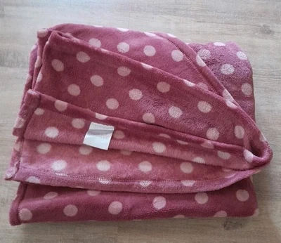 CORAVELLE Mikrofaser Flausch Heimdecke Pink rosa Punkte 150x200cm QVC - Bild 1 von 3
