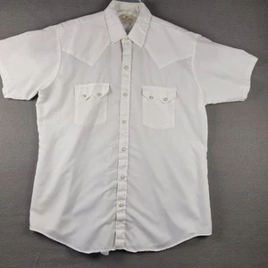 Vtg Dee Cee Brand Western Shirt Mens 17 XL Saw Tooth Pocket White Rib Pearl Snap - Picture 1 of 10