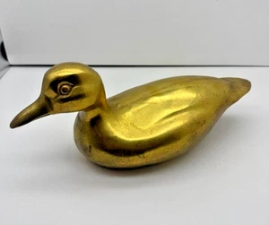 Vintage Solid Brass Duck Figurine Ornate Farmhouse Hunting 10" L x 4" W - Picture 1 of 6