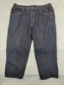 King Maker Jeans Men's 46 Tapered Leg Medium Wash Stretch Denim High Rise Black - Picture 1 of 11
