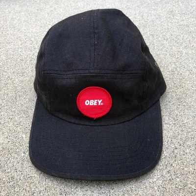 Gorra ajustable negra vintage OBEY Propaganda Ripstop 5 paneles para hombre Foto 1 de 4