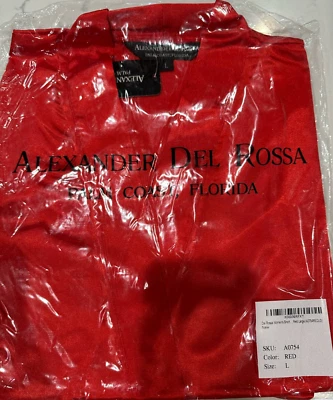 Alexander Del Rossa Women Red Satin Lounge Robe LARGE with BONUS blk lace cover - Image 1 of 3