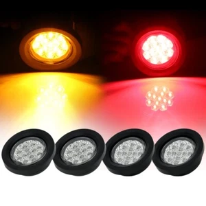4X LUZ ROJA Y ÁMBAR 2.5"13 LED CUBIERTA SEÑAL DE GIRO LUZ DE FRENO CON OJAL - Imagen 1 de 24