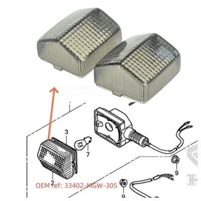 2X For Honda CBR600F HURRICANE; XR650L;XR650R;Blinker Indicator Turn Signal Lens - Image 1 of 4