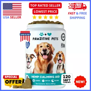 Dog Calming Treats 120 Natural Soft Chews - Stress Anxiety & Relaxation Support - Picture 1 of 13