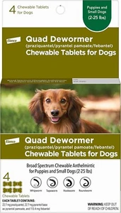 Easy-to-Give Chewable Dewormer Tablets for Small Dogs (2-25 lbs) - 4 Count - Picture 1 of 10