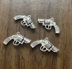 4 pezzi - Charm pistola girevole argento antico 3D 29*22 mm - Foto 1 di 5