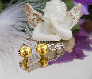 Gold Schutzengel Charms Anhänger f. Kette o. Armband mit Karabiner - Engel -  - Bild 1 von 3