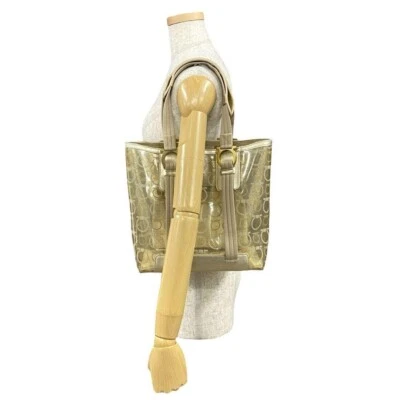 Bolso de Mano Salvatore Ferragamo Gancini PVC Cuero Cuero Dorado Foto 1 de 4